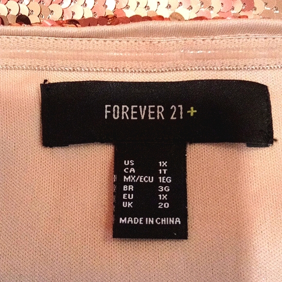 NWOT💕Forever 21 *SZ 1X  Bronze Sequined Dress! Nude Spandex Attached Under Slip - Picture 6 of 9